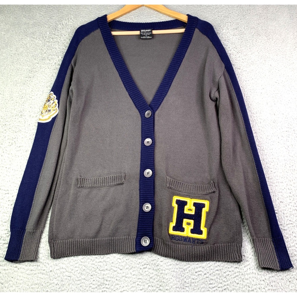 HARRY POTTER Letterman Cardigan Sweater Womens Size X Small Gray Box Lunch